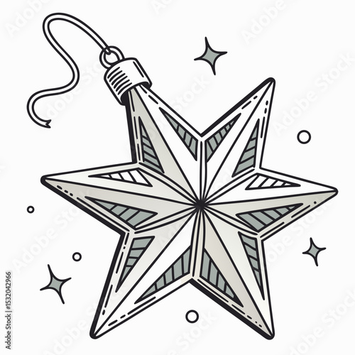 Shiny metallic Star Clipart for New Year decorations