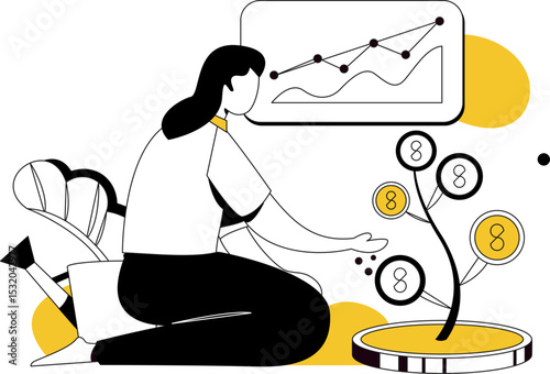Cartoon hand-drawn flat business office character vector illustrations
