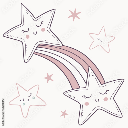 Watercolor pastel Star Clipart for nursery designs