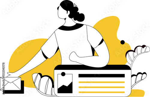 Cartoon hand-drawn flat business office character vector illustrations