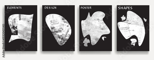 Modern posters . Vector design composition with grunge geometric shapes . Abstract contemporary art . Vector art ideal for media, ads, covers, brochures, banners
