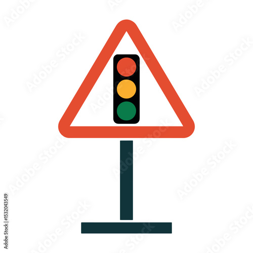 Traffic Signal Ahead Warning Sign – Triangle Caution Road Sign Vector