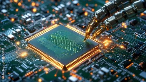 Robotics manufacturing automation precision assembly of circuit boards in a high-tech environment
