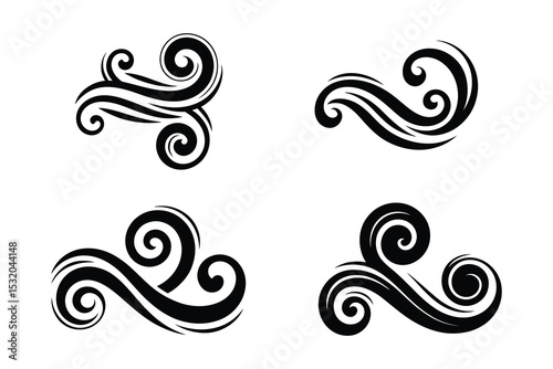 Vintage Filigree Swirls, calligraphy font style Decorative Elements, Text Ornaments curly thin line swings swashes, Flourishes Swirls, text divider, flourish Swirl ornament stroke, scroll design
