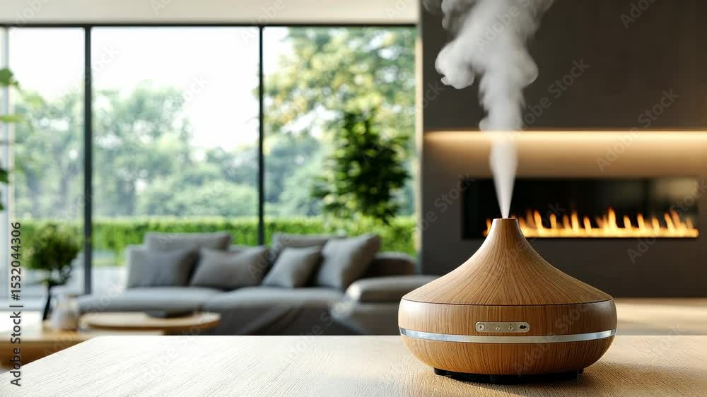 Wooden aroma diffuser in a modern living room
