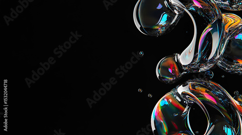Abstract composition on black black background, copy space. 