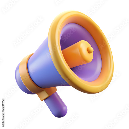 3D blue megaphone with flash lightning bolts representing digital marketing and social media promotion