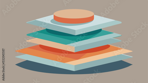 Abstract stacked layers illustration on white background suitable for modern design projects