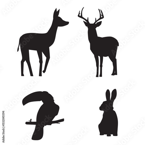 flat design animals silhouette set vector design 