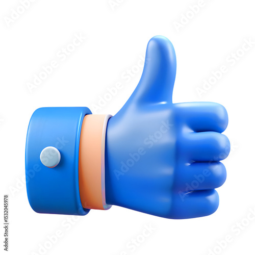 3D thumbs up hand gesture object showing human approval and positive quality icon on transparent background