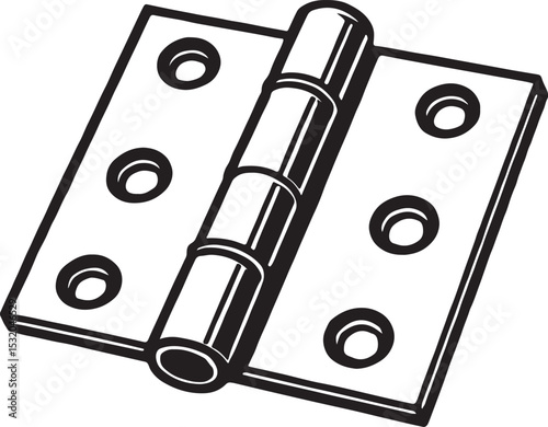 Metal Door Hinge Isolated on White Background.