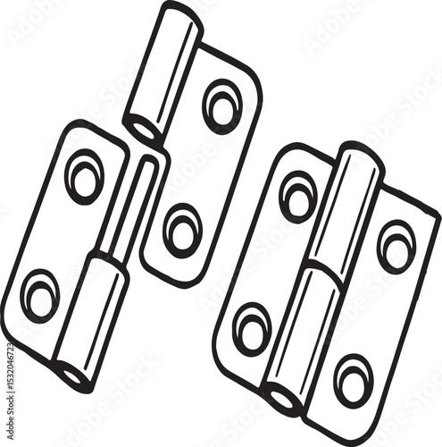 Metal Door Hinge Isolated on White Background.