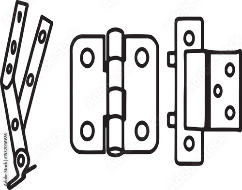 Metal Door Hinge Isolated on White Background.