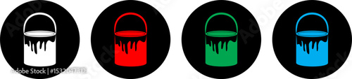 Paint bucket icon. Paint vector illustration. Colorful paint can isolated on black background. Artist icon. Paint icon.