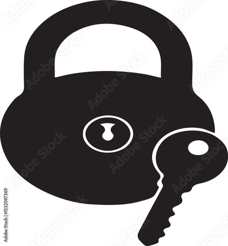 Metal Security Lock Isolated on White Background.