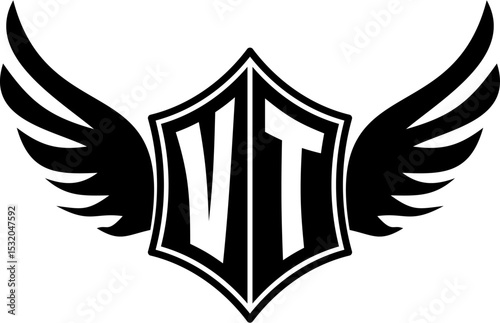 VT logo emblem with winged and shield template