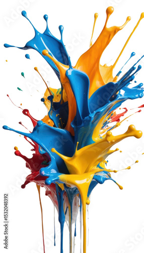 Bright colorful paint splashes create a vibrant artistic design with a hint of floral elegance