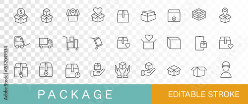Package icon set logistic. collections. Minimalist ,simple design.Vector illustration