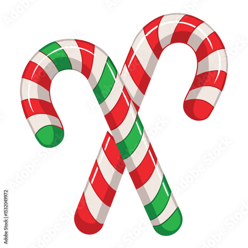 Classic Candy Canes Vector Illustration Isolated on White