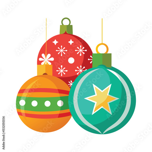 Isolated Christmas Ornaments Vector Illustration