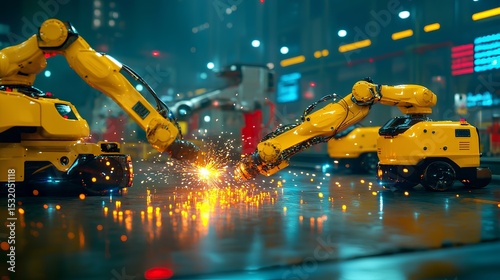 Robotics manufacturing automation revolutionizing industry high-tech factory visual showcase dynamic environment close-up viewpoint
