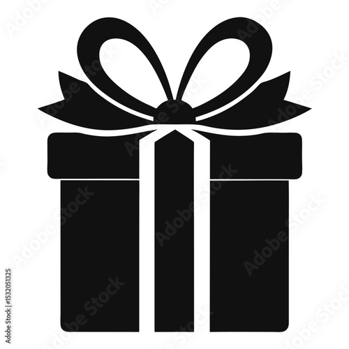 Silhouette Gift Box with Bow Wrapped Present Design