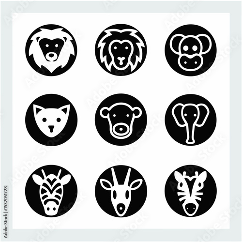 black and white icons set