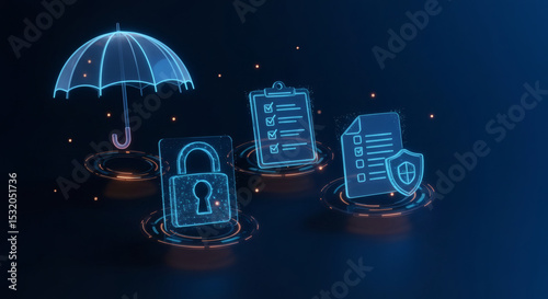 Cybersecurity document insurance protection and safety concept