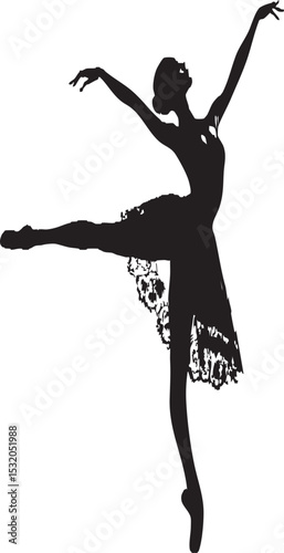 Elegant Ballerina Silhouette in Pointe Pose - Grace, Dance, Artistry & Classical Ballet

