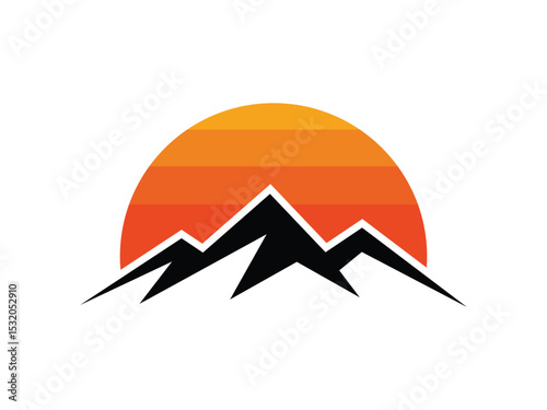 Mountain peak with sunset silhouette