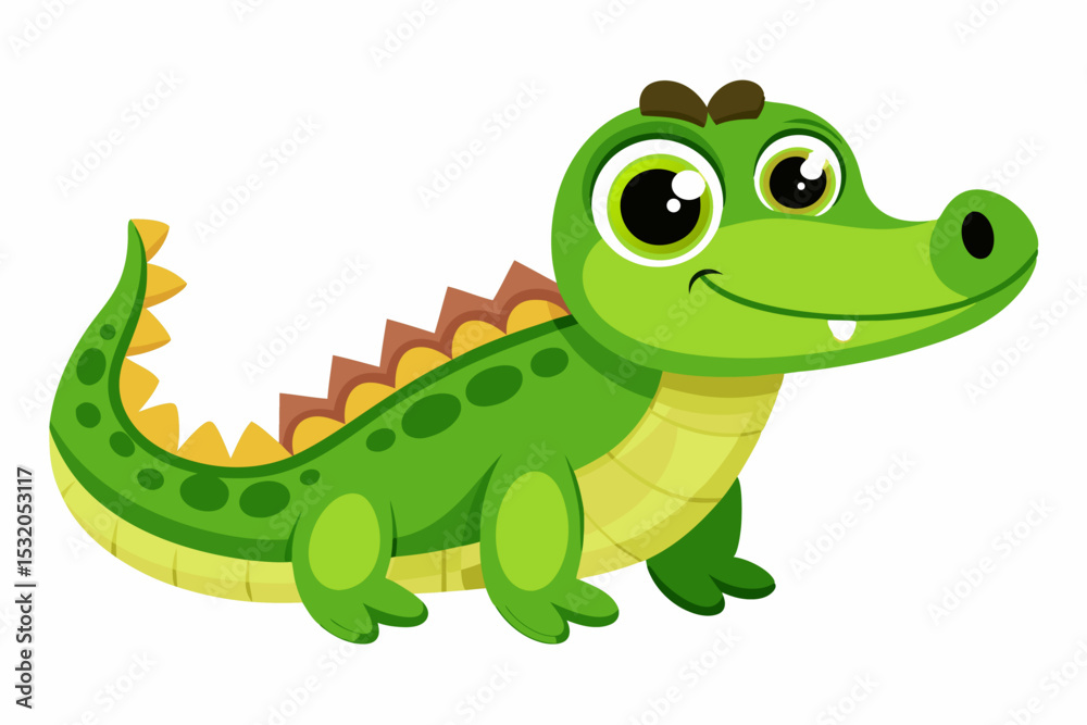 Obraz premium Cute cartoon lynx character with big green eyes and fluffy tail, illustrated in a vibrant and friendly style. Perfect for children's books, educational materials.