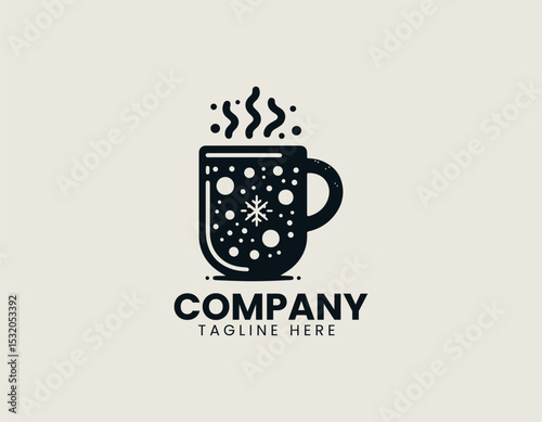 Cozy Red Mug Warmly Illustrated White Polka Dots Comfort Vector Logo Design