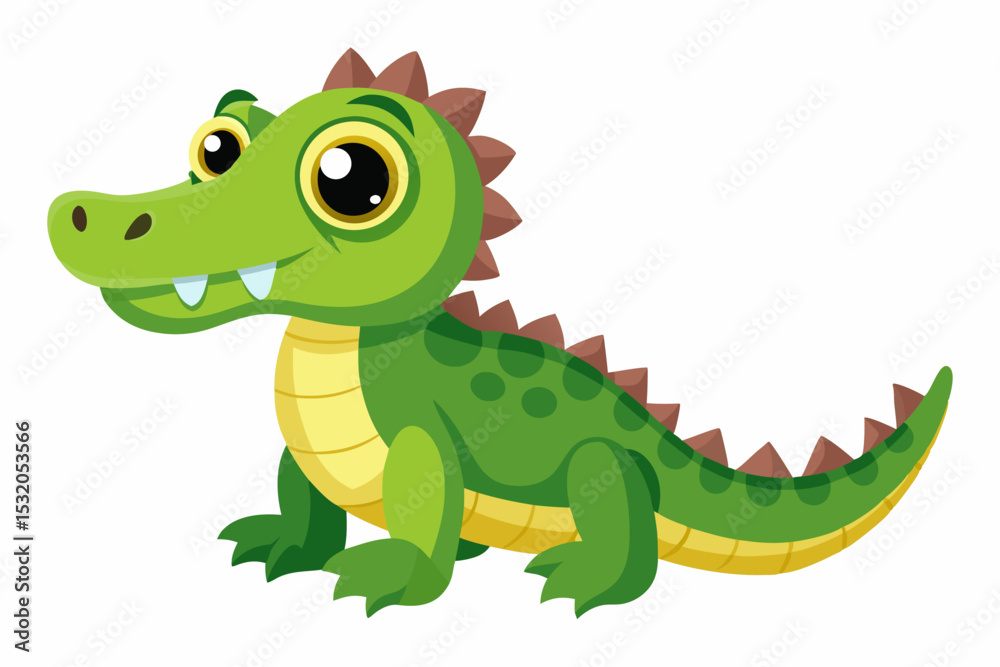 Naklejka premium Cute cartoon lynx character with big green eyes and fluffy tail, illustrated in a vibrant and friendly style. Perfect for children's books, educational materials.