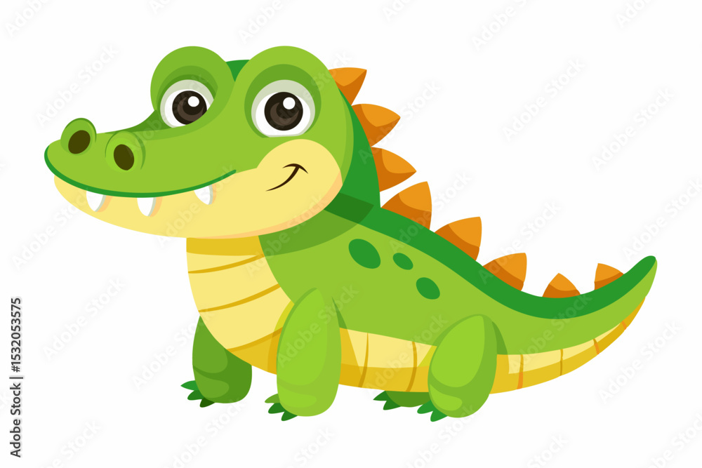 Naklejka premium Cute cartoon lynx character with big green eyes and fluffy tail, illustrated in a vibrant and friendly style. Perfect for children's books, educational materials.