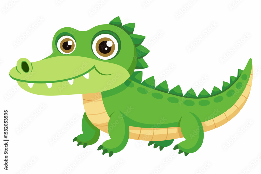 Naklejka premium Cute cartoon lynx character with big green eyes and fluffy tail, illustrated in a vibrant and friendly style. Perfect for children's books, educational materials.