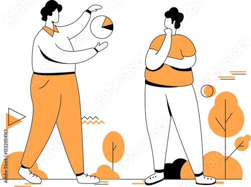 Cartoon hand-drawn flat business office character vector illustration 