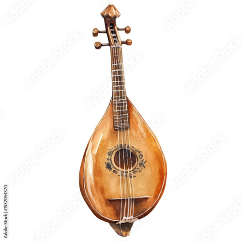 Santur, watercolor vector, isolated on a white background.