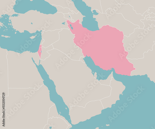 Middle East map illustration (Iran and Israel war) | No text