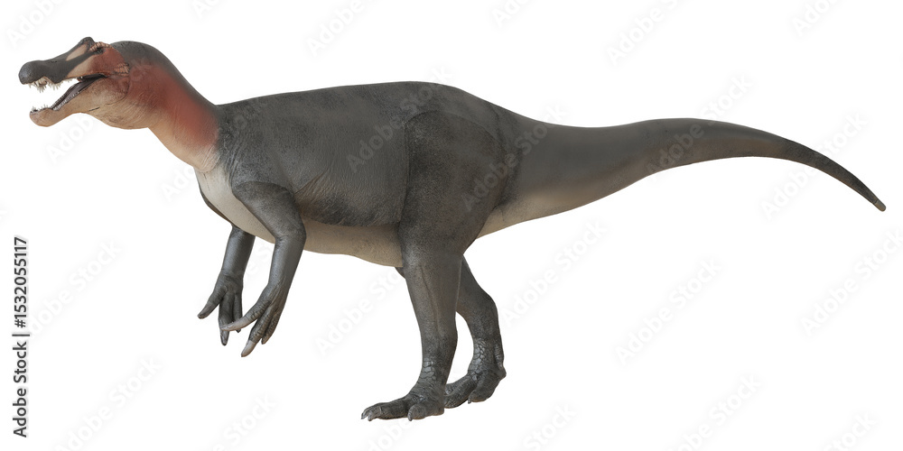 Fototapeta premium Majestic dinosaur with sharp teeth in profile view