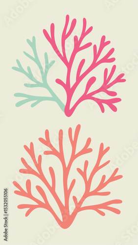 Colorful coral reef vector illustration with transparent background suitable for designs