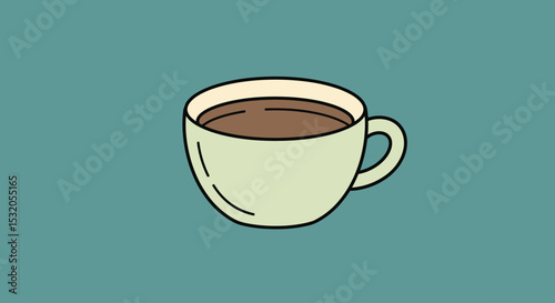 Simplified icon-style flat vector of cup of coffee with soft colors