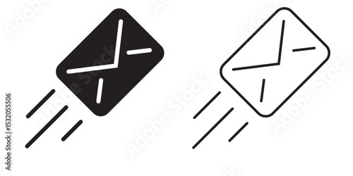 Icon representing a fast-moving envelope symbolizing digital communication and messages