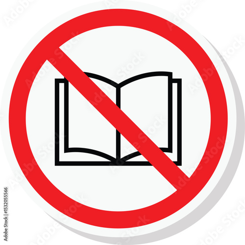 no read book forbidden sign isloated on a white background