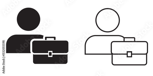 Icons representing business professionals with briefcases in two distinct styles at a neutral background
