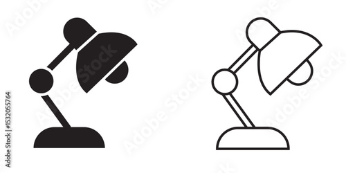 Two contrasting lamp icons showing sleek design and functionality in minimalistic black and white styles