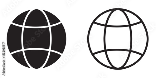 Two globe icons showcasing different styles of representation in a simple design environment