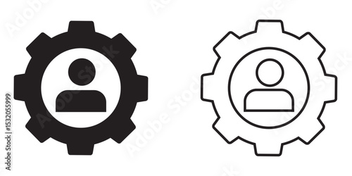 Icon depicting user settings in two contrasting styles, representing customization and personalization options