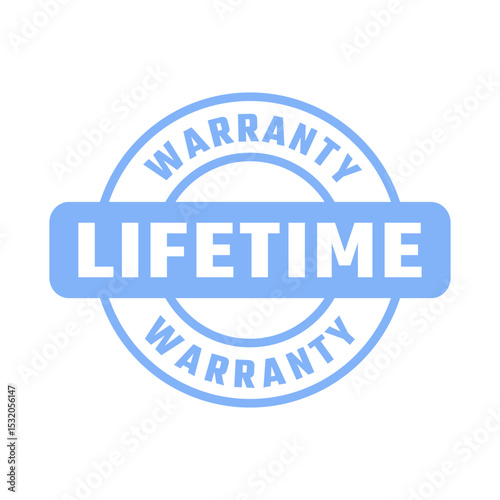 LIFETIME WARRANTY ICON VECTOR STAMP LOGO BLUE