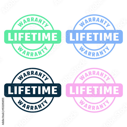LIFETIME WARRANTY ICON VECTOR STAMP LOGO DIFFERENCE COLOR