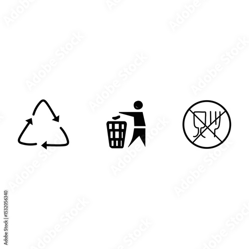 RECYCLING AND PACKAGING ICON VECTOR SIGN SYMBOL BLACK
